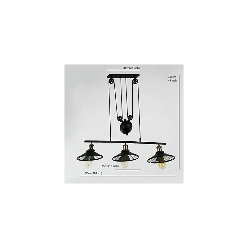 Függesztett lámpák Vintage 3 Lights ST64 izzók fel és le rendszerrel