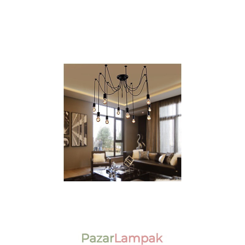 Csillár Vintage Design izzók, Living 10 Lights függőlámpa