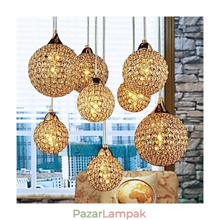 Modern kortárs Globe kristályból galvanizált fém függőlámpa Modern kortárs Globe kristályból galvanizált fém függőlámpa