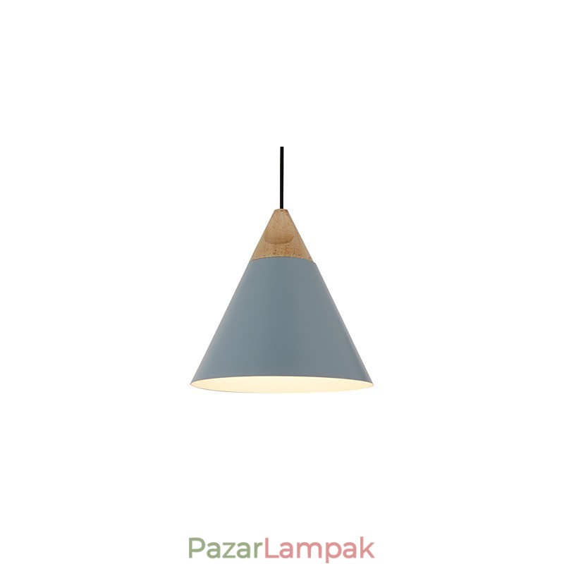 Mini művészi kúpos függőlámpa 1 világos Mordern Simplicity kivitelben fekete fehér poroskék alumínium és fa csepplámpa