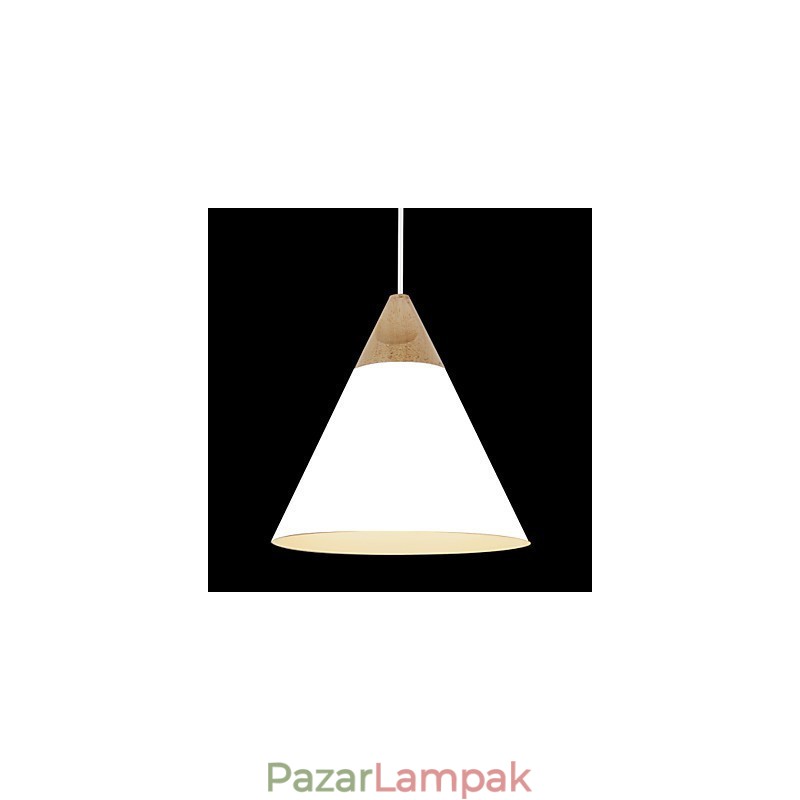 Mini művészi kúpos függőlámpa 1 világos Mordern Simplicity kivitelben fekete fehér poroskék alumínium és fa csepplámpa