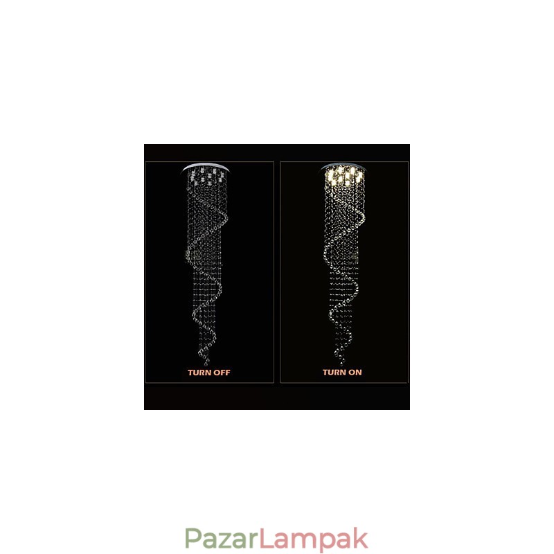 Modern kristály függőlámpa csillár világító lámpatestek egyspirállal D70CM H250CM