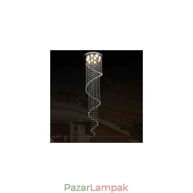 Modern kristály függőlámpa csillár világító lámpatestek egyspirállal D70CM H250CM