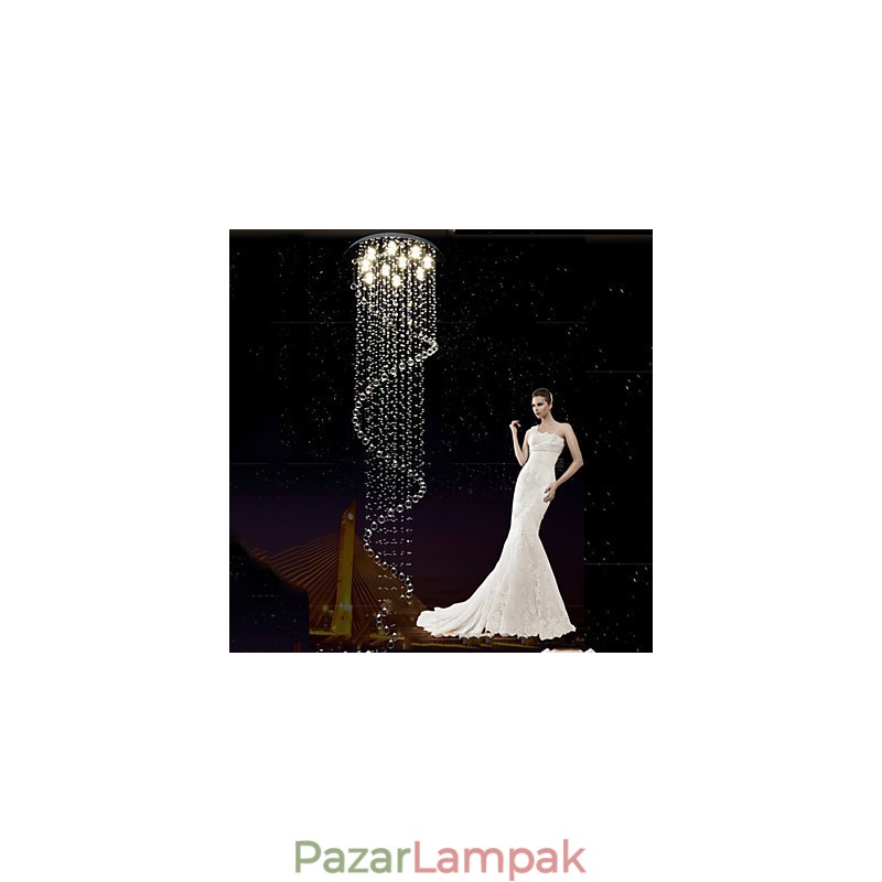 Modern kristály függőlámpa csillár világító lámpatestek egyspirállal D70CM H250CM