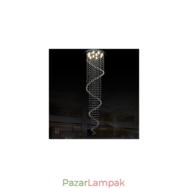 Modern kristály függőlámpa csillár világító lámpatestek egyspirállal D70CM H250CM