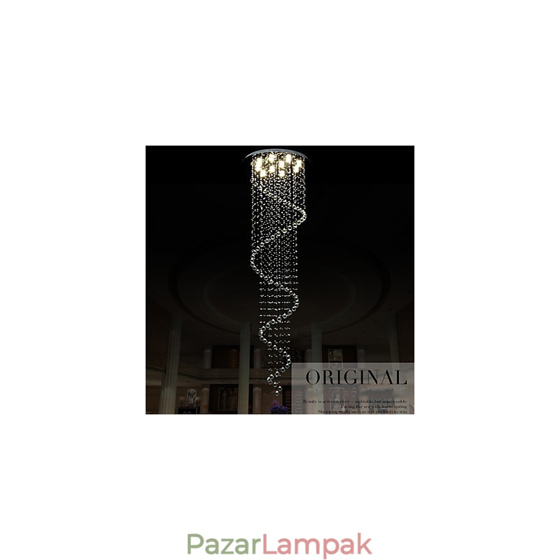 Modern kristály függőlámpa csillár világító lámpatestek egyspirállal D70CM H250CM