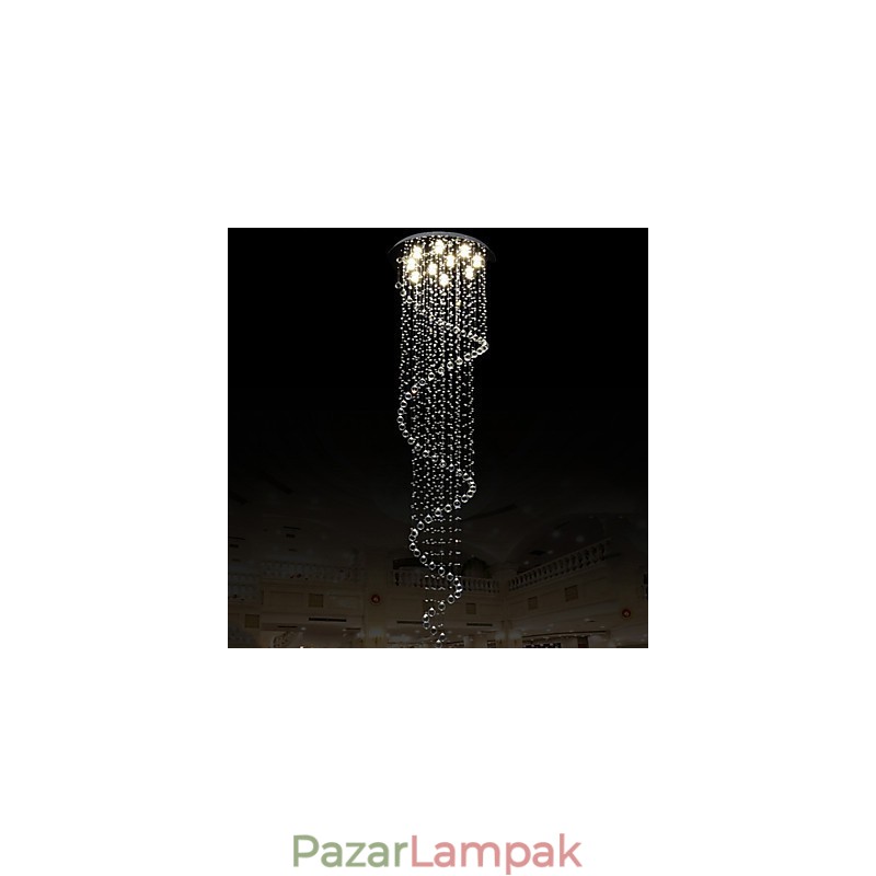 Modern kristály függőlámpa csillár világító lámpatestek egyspirállal D70CM H250CM