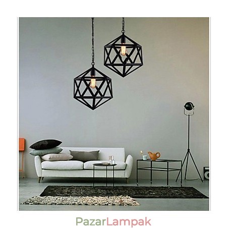 Retro ipari lámpa, hexaéder, művészi eredetiség kovácsoltvas függőlámpa Retro ipari lámpa, hexaéder, művészi eredetiség kovácsoltvas függőlámpa