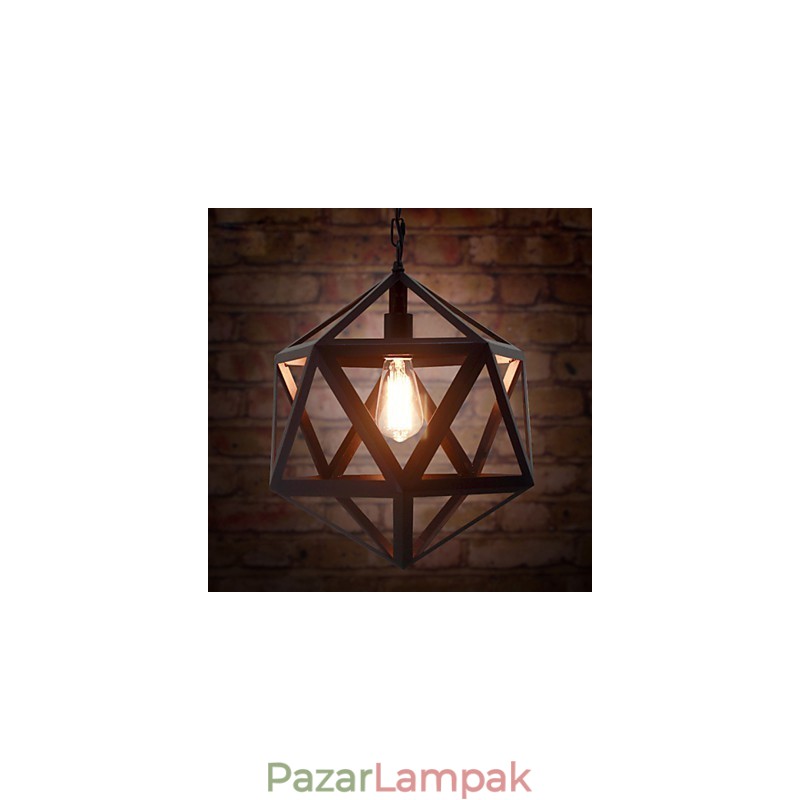 Retro ipari lámpa, hexaéder, művészi eredetiség kovácsoltvas függőlámpa