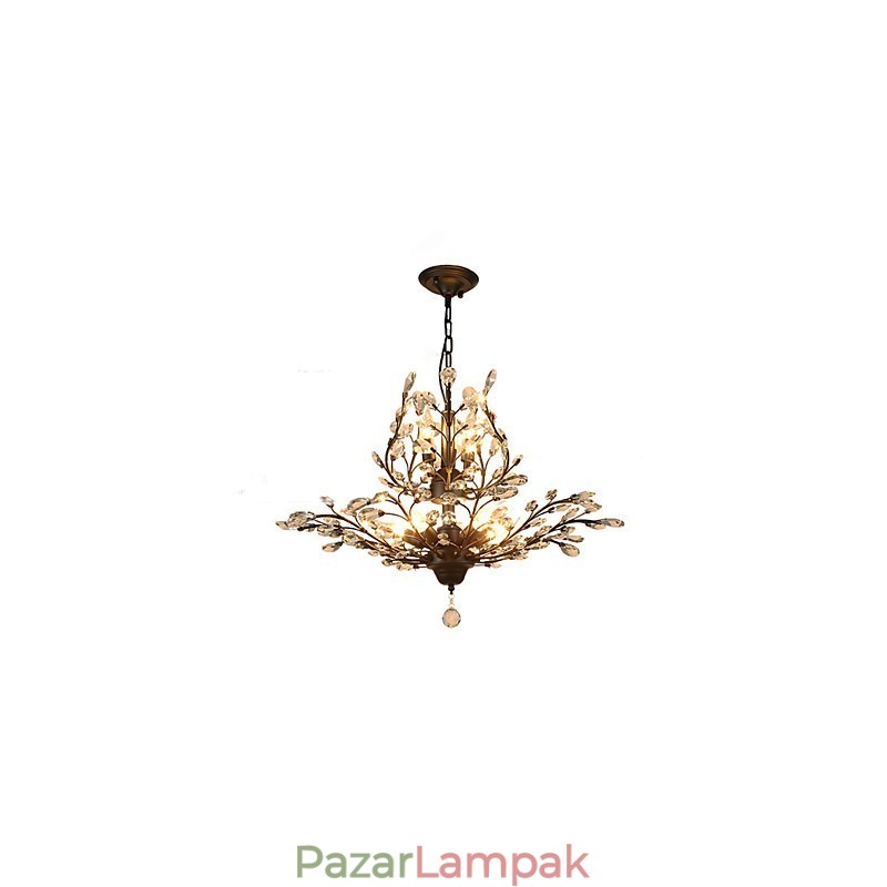 Vintage Crystal süllyeszthető 7 Lights fém festés fekete VAGY arany