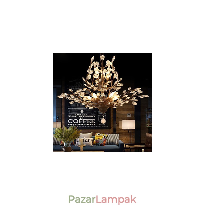 Vintage Crystal süllyeszthető 7 Lights fém festés fekete VAGY arany