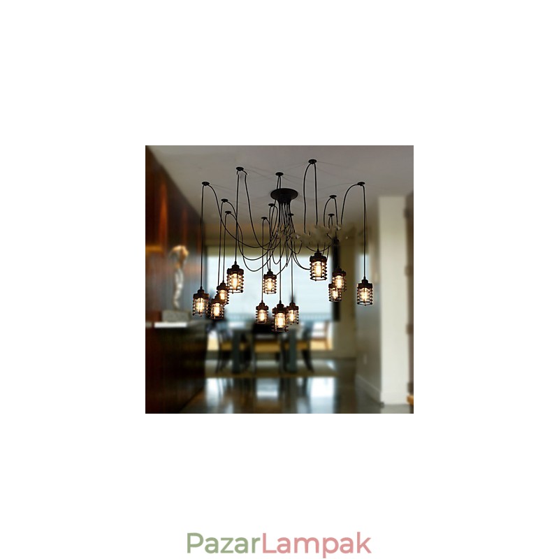Vintage Edison többszörös állítható barkács mennyezeti lámpa Fényfüggő világítás csillár Modern elegáns ipari étkező