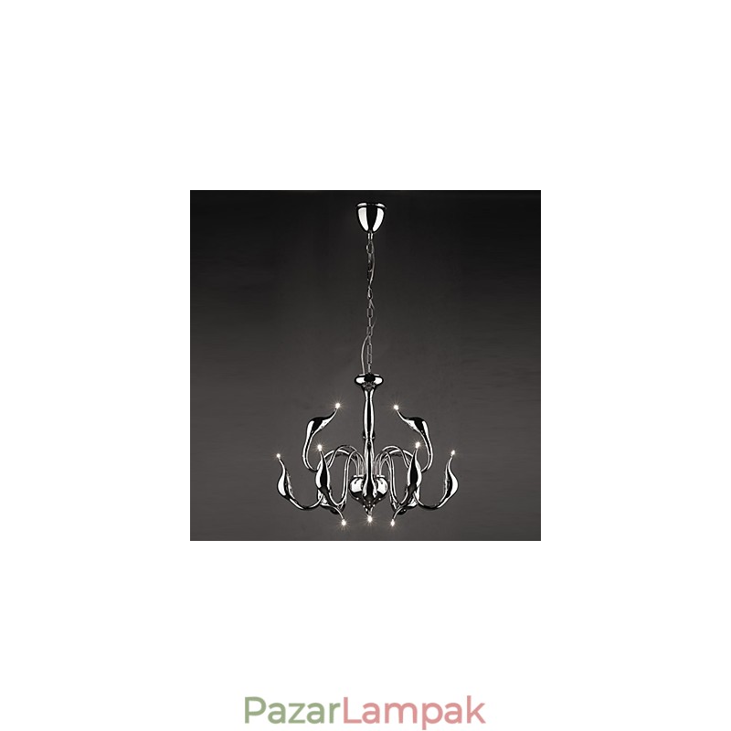 Modern, kortárs gyertya stílusú, galvanizált fém csillár