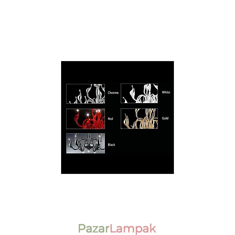 Modern, kortárs gyertya stílusú, galvanizált fém csillár