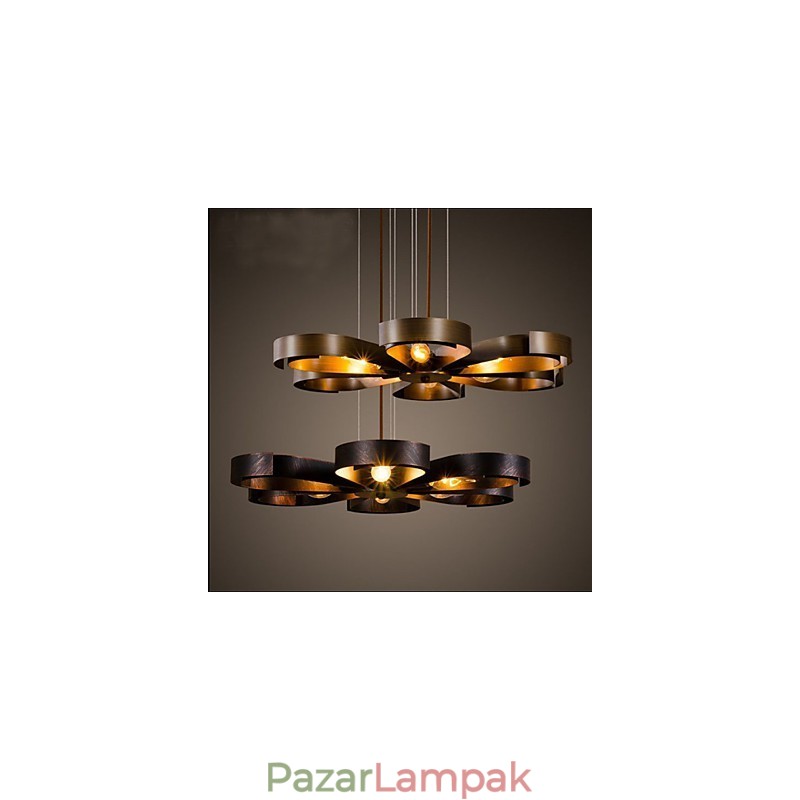 American Country Iron Industrial Wind virág Függeszték lámpa