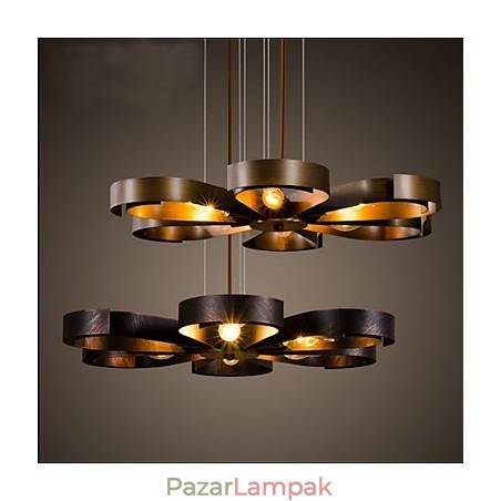 American Country Iron Industrial Wind virág Függeszték lámpa