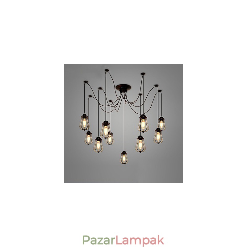 Vintage Edison többszörös állítható barkács mennyezeti lámpa Fényfüggő világítás csillár Modern elegáns ipari étkező