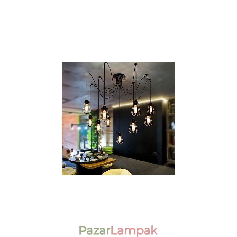 Vintage Edison többszörös állítható barkács mennyezeti lámpa Fényfüggő világítás csillár Modern elegáns ipari étkező
