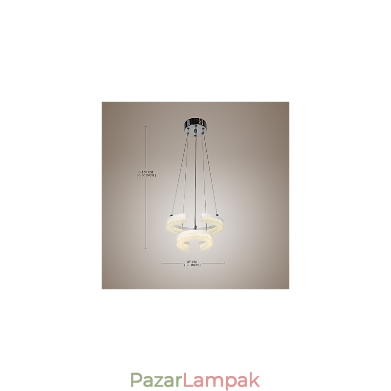 Kristály függőlámpa A "C" betű alakú modern lámpa két gyűrűvel