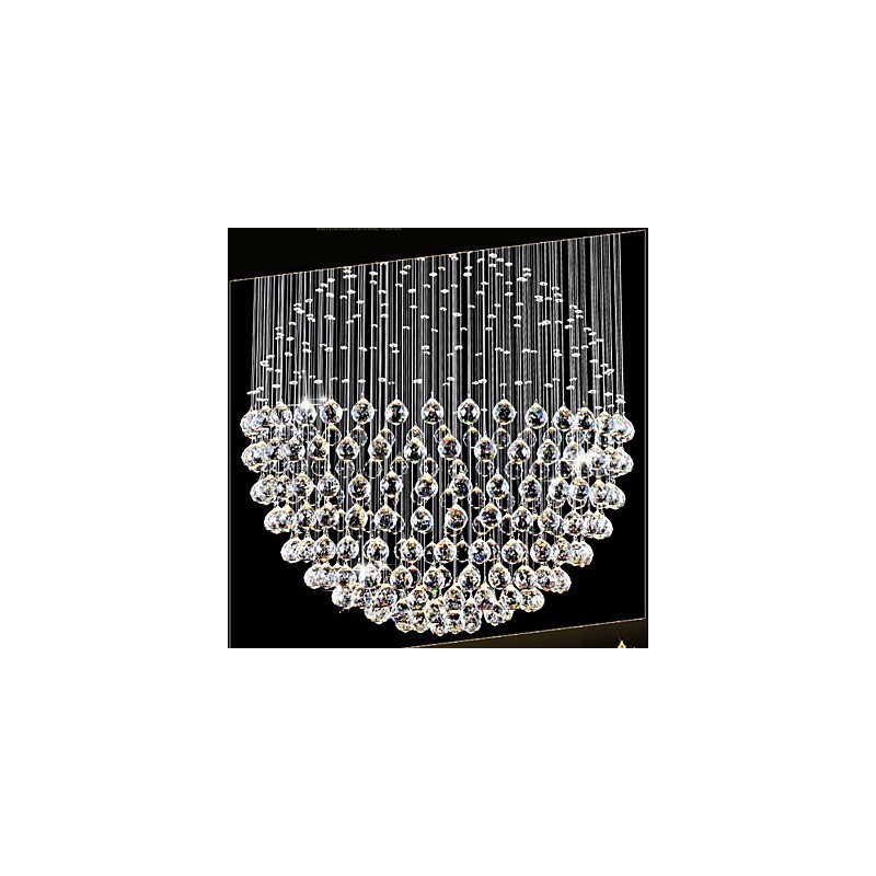 Függeszték Modern kristálycsillár 12 fényű ezüst baldachinos átlátszó kristálygömb mennyezeti lámpatestek