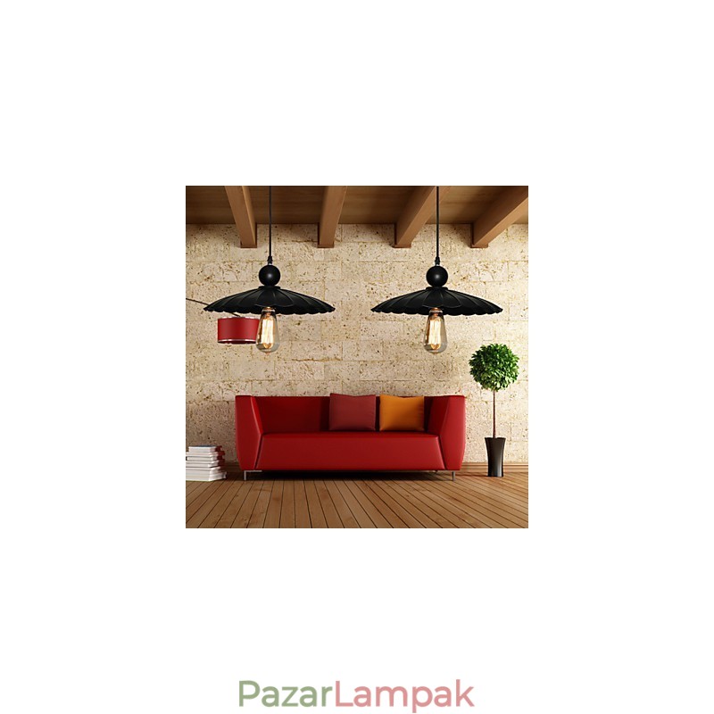 Közepes vintage fekete esernyős fém medál egy lámpával