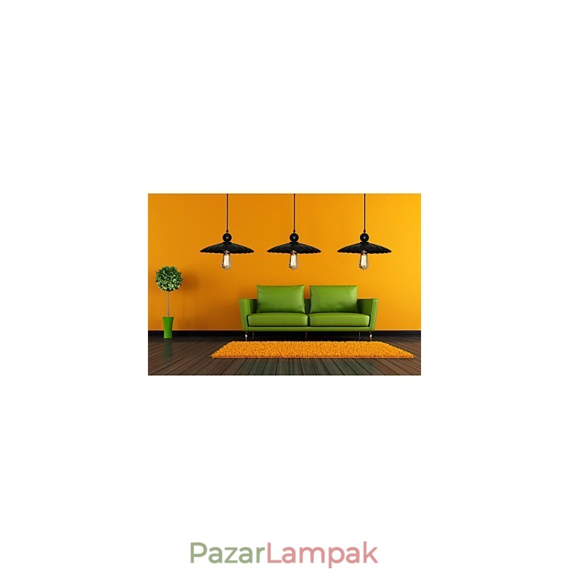 Közepes vintage fekete esernyős fém medál egy lámpával