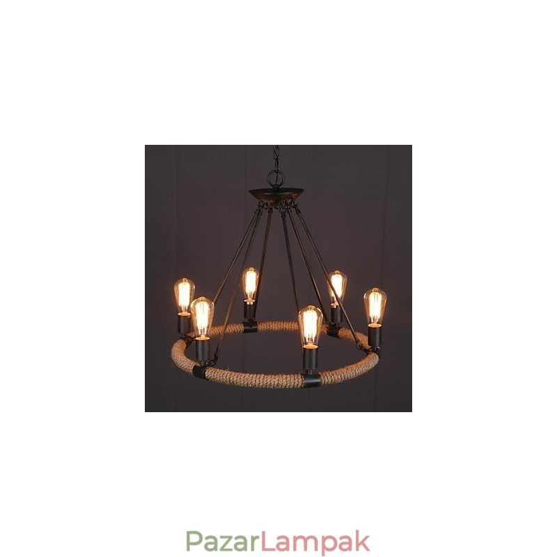 Country Mini stílusú festmény fém függőlámpa