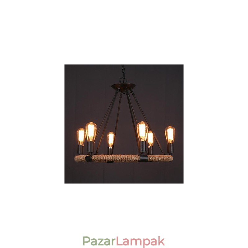 Country Mini stílusú festmény fém függőlámpa