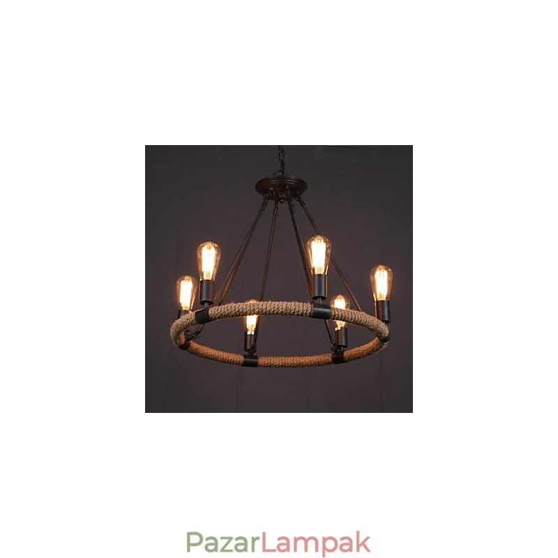 Country Mini stílusú festmény fém függőlámpa