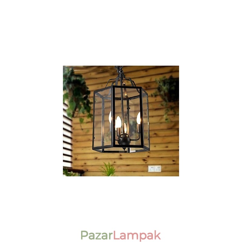 Hagyományos klasszikus Vintage Retro Lámpás Country mini stílusú festmény fém függesztékes világítás