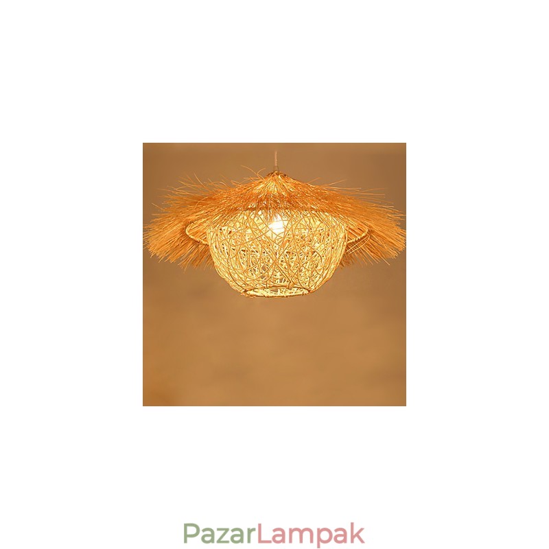 Modern vidéki Cany Art szőtt rattan egyfejű csepplámpa