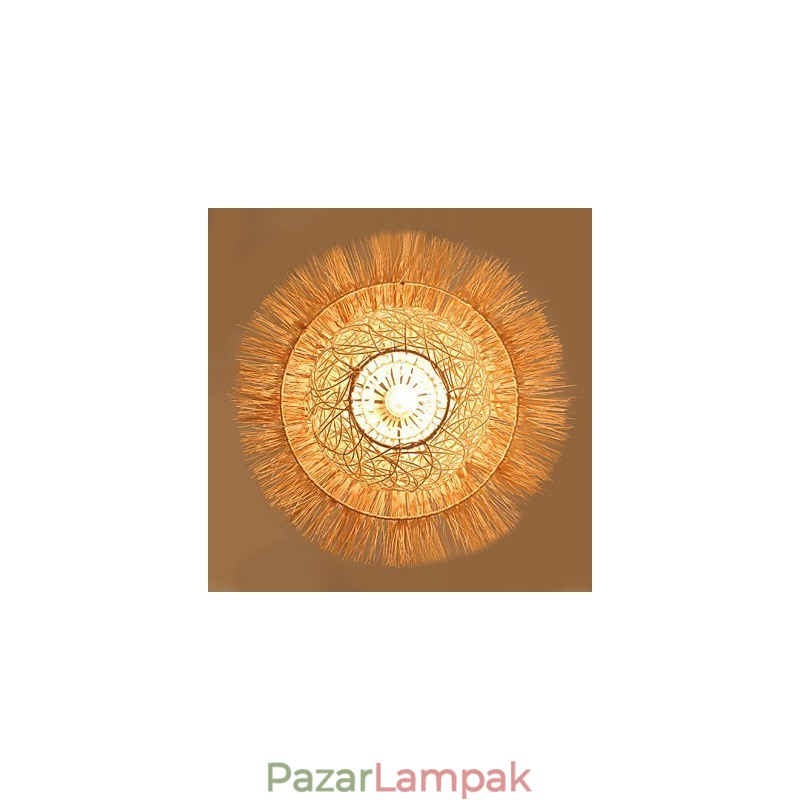 Modern vidéki Cany Art szőtt rattan egyfejű csepplámpa