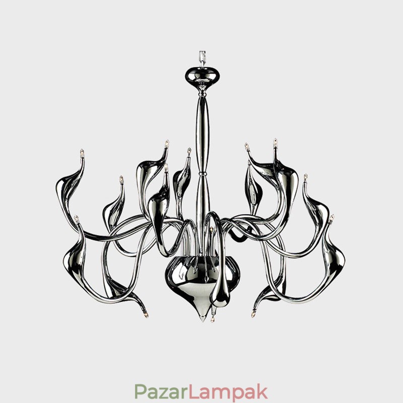 15 Világos ezüst Modern kortárs króm galvanizált fém csillár