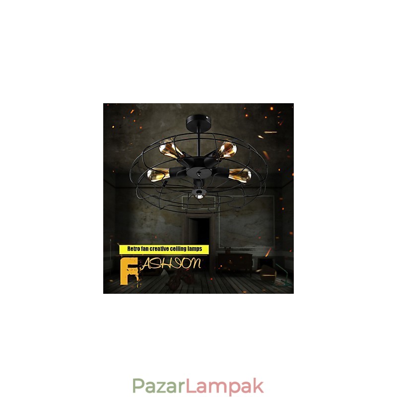Ipari vintage fém ventilátor függőlámpa Steampunk mennyezeti csillár lámpa