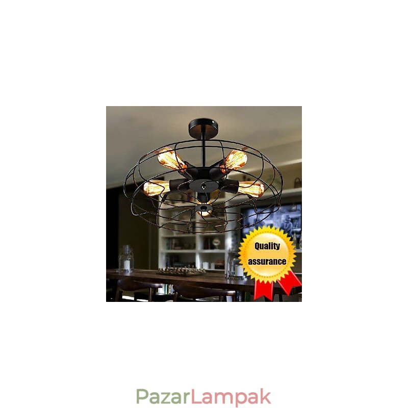 Ipari vintage fém ventilátor függőlámpa Steampunk mennyezeti csillár lámpa