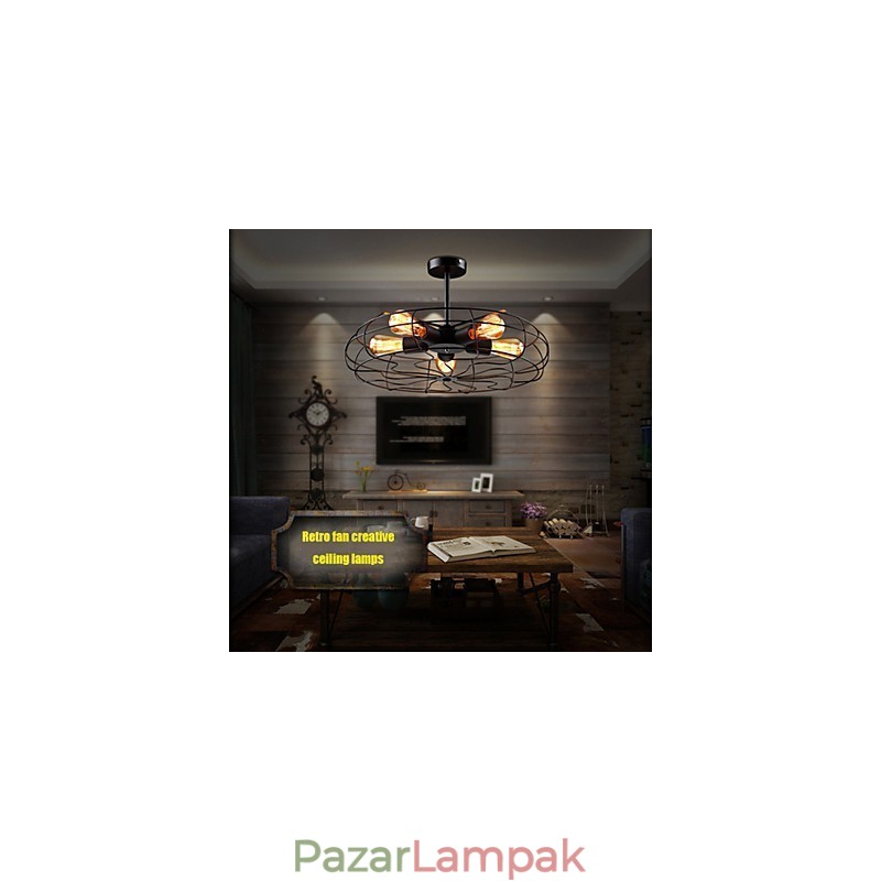 Ipari vintage fém ventilátor függőlámpa Steampunk mennyezeti csillár lámpa