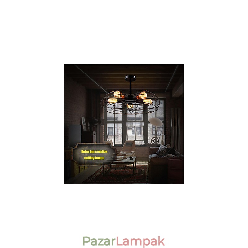 Ipari vintage fém ventilátor függőlámpa Steampunk mennyezeti csillár lámpa