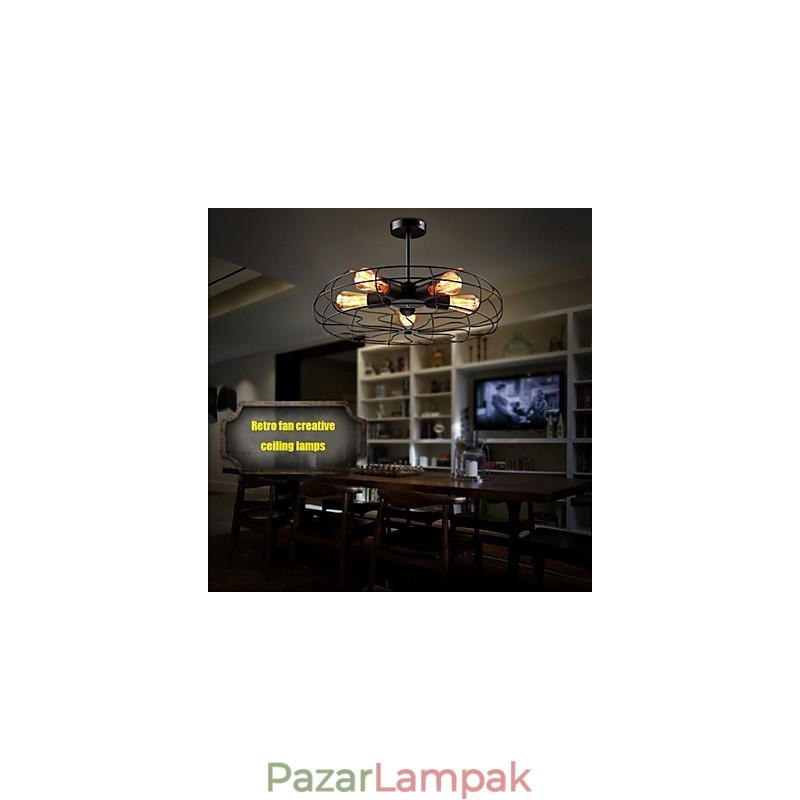 Ipari vintage fém ventilátor függőlámpa Steampunk mennyezeti csillár lámpa