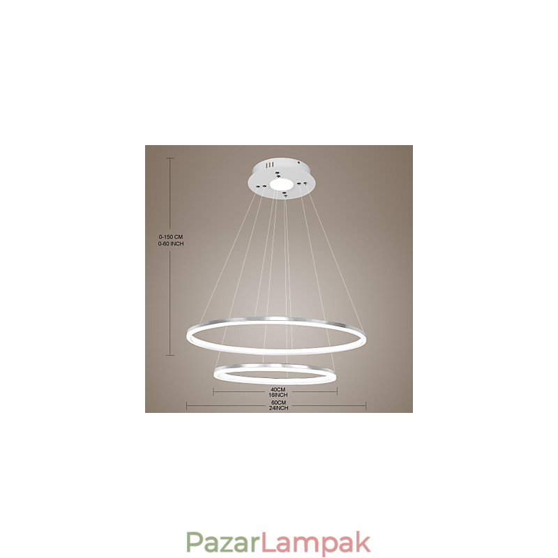 Modern dizájn függőlámpa 4 Kiváló minőségű akril dupla gyűrűvel