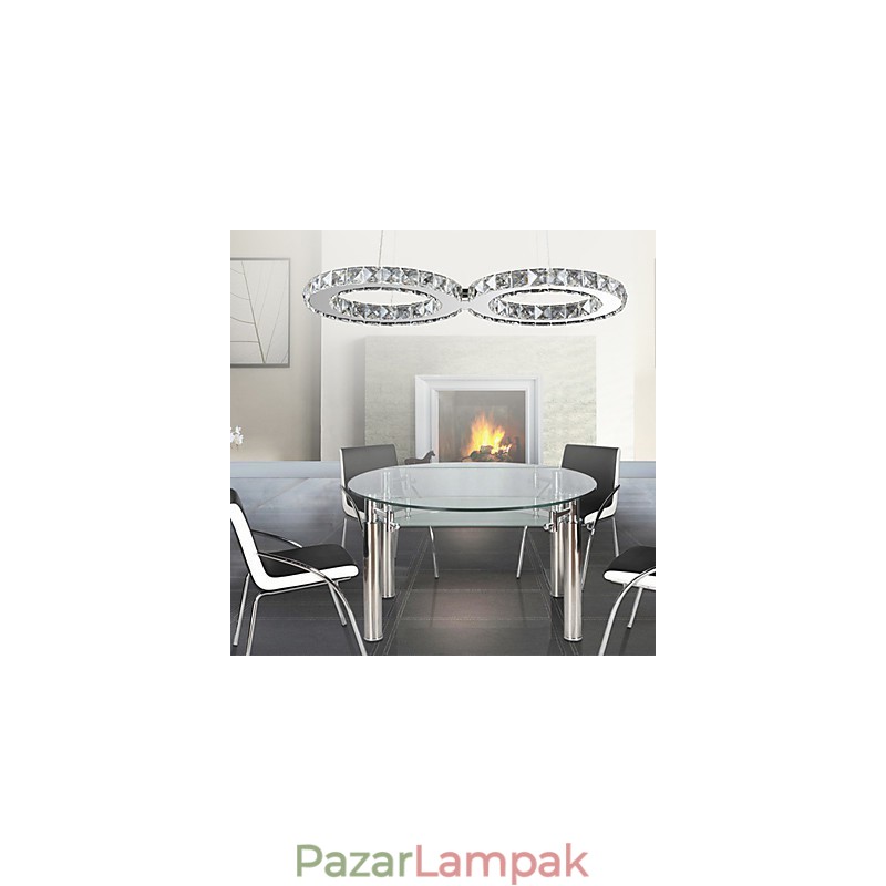 Modern, modern kristály króm fém függőlámpa