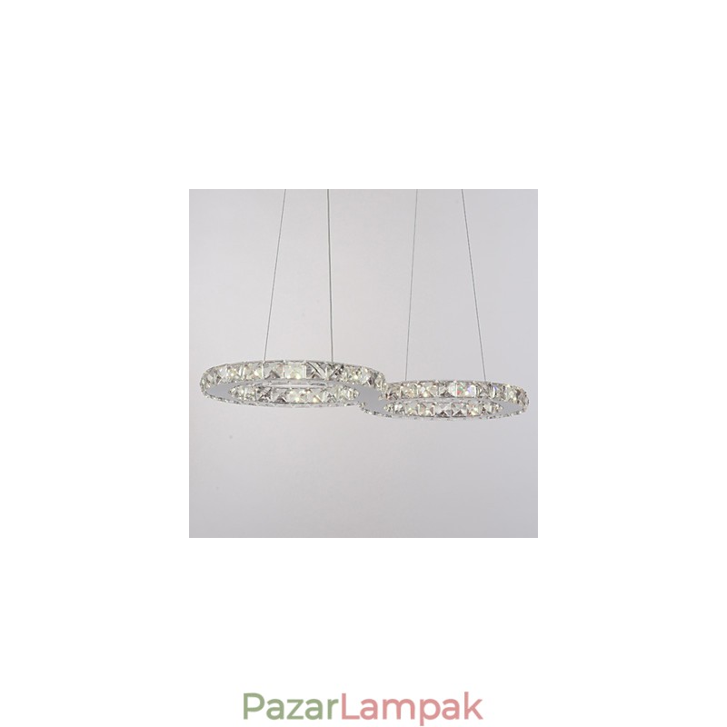 Modern, modern kristály króm fém függőlámpa