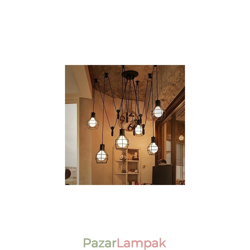 6 lámpa Country Designers fém függőlámpa