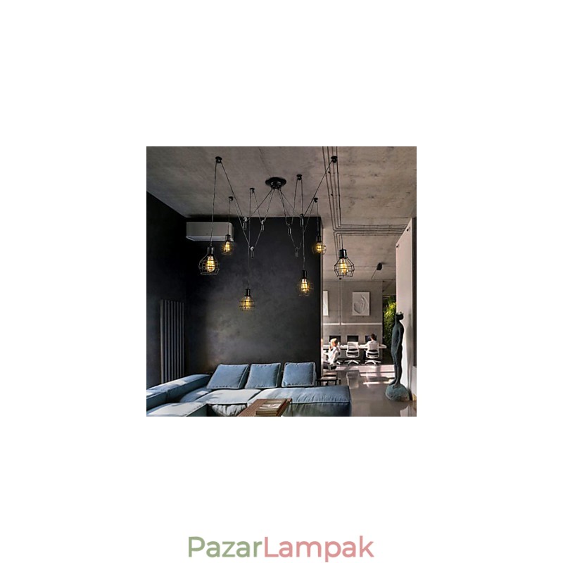 6 lámpa Country Designers fém függőlámpa