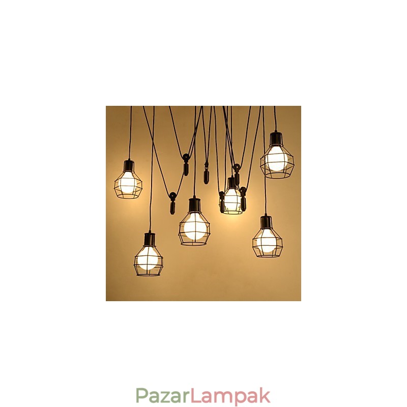 6 lámpa Country Designers fém függőlámpa