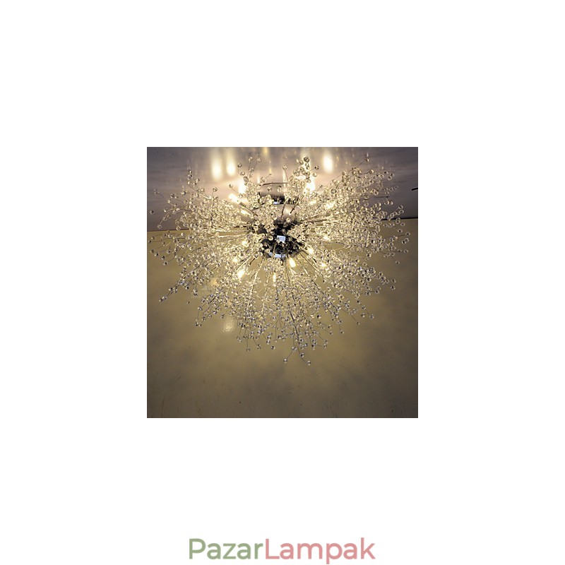 G4 Mitated Crystal függőlámpa, rozsdamentes acél 90cm átmérőjű