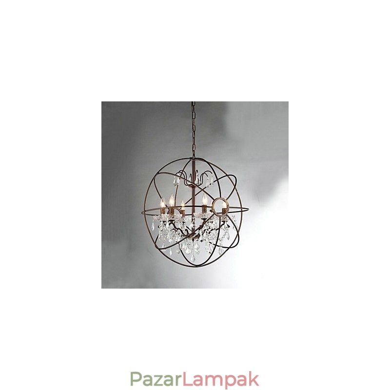 Vintage kristályfestmény fémcsillár