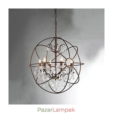 Vintage kristályfestmény fémcsillár