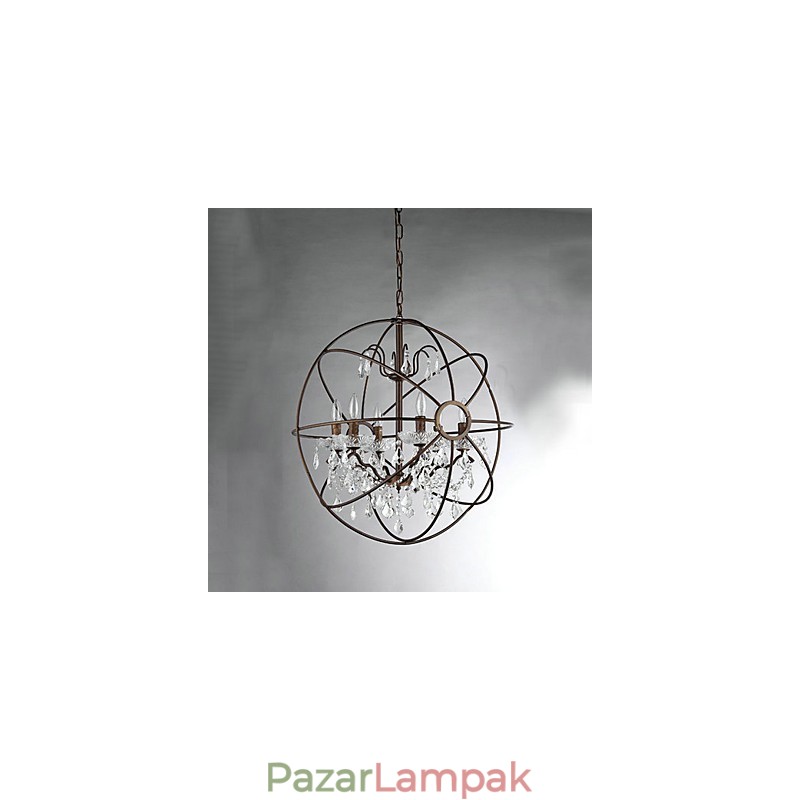 Vintage kristályfestmény fémcsillár