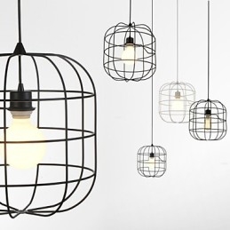 Mini művészi madárkalitkás függőlámpa 1 világos Mordern Simplicity kivitelben fekete fehér fém szénacél csepplámpa