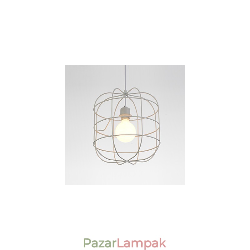 Mini művészi madárkalitkás függőlámpa 1 világos Mordern Simplicity kivitelben fekete fehér fém szénacél csepplámpa
